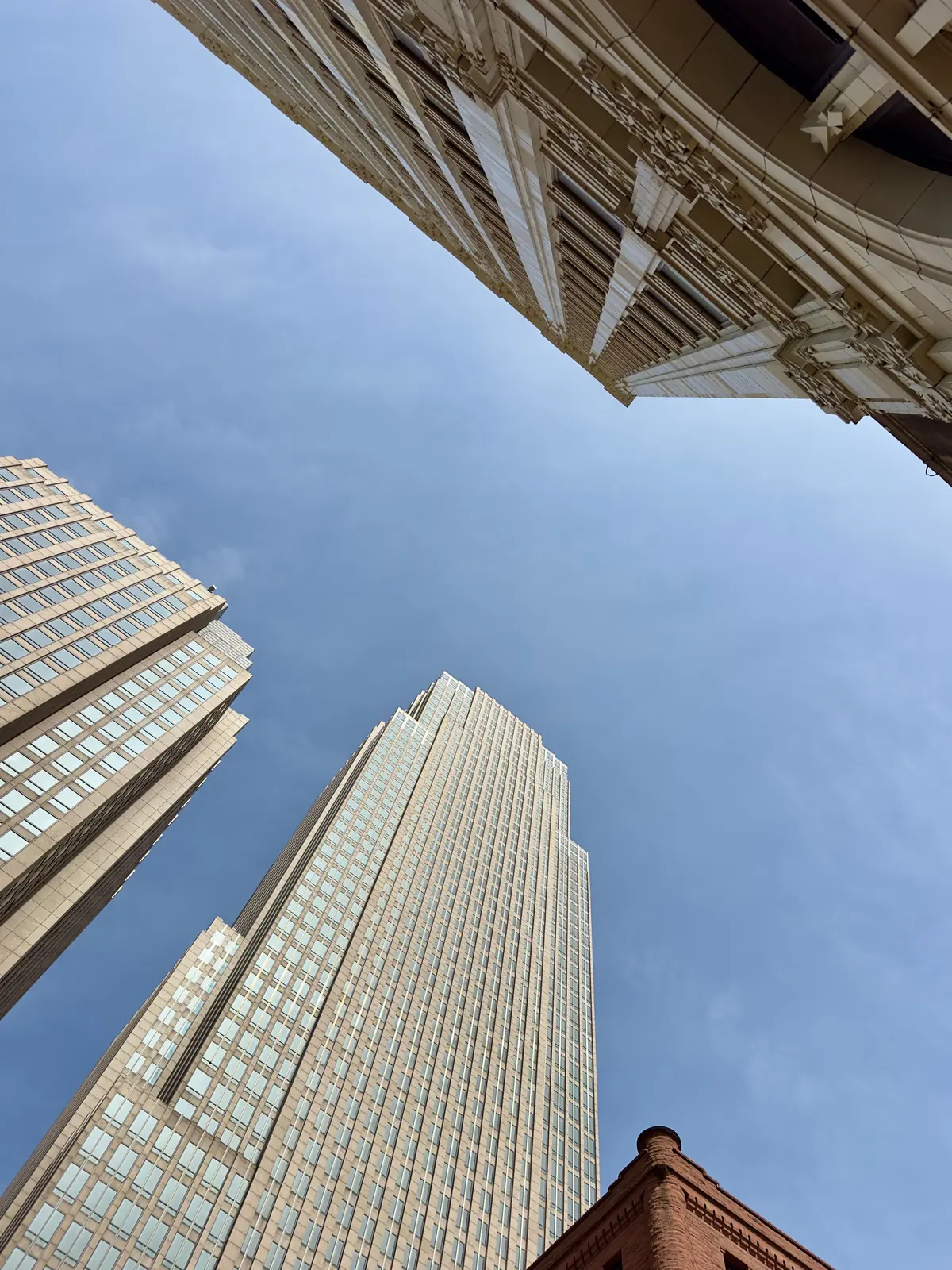 Cleveland office tower seen from the sidewalk looking up