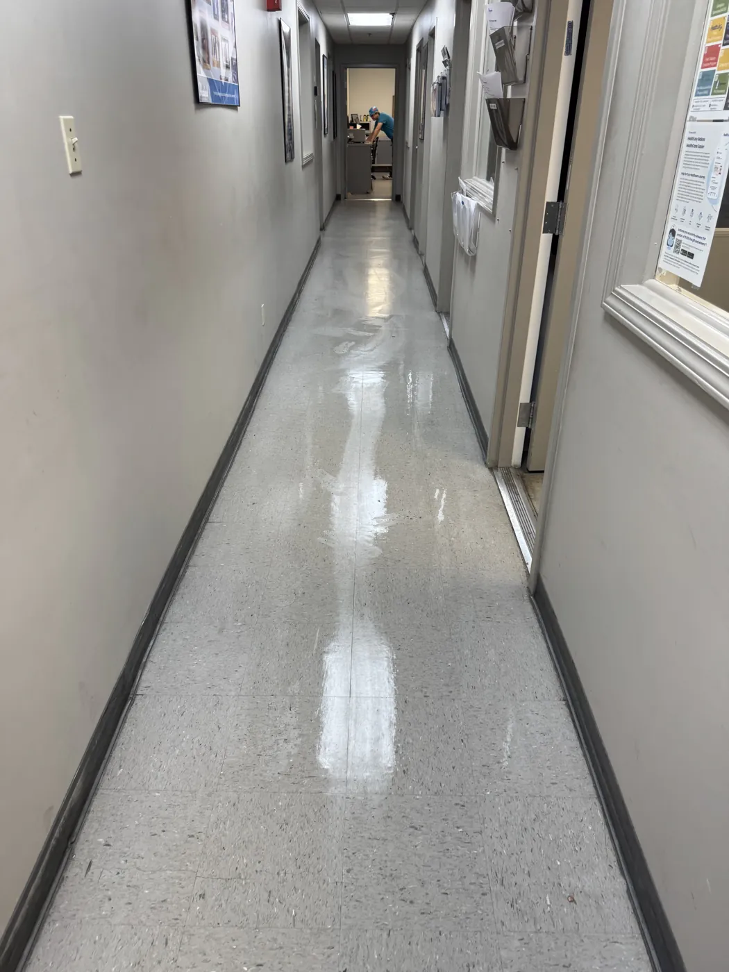 Common area janitorial cleaning example — hallway